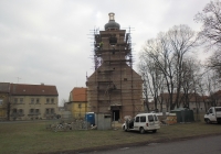 Nová kopule na věži kostela Lenešice 2018